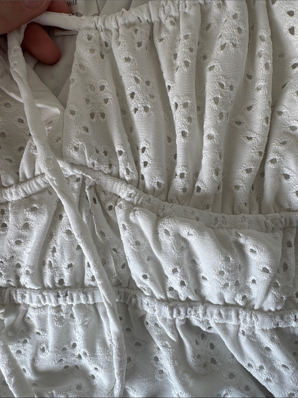 White Eyelet Ruffle Cropped Top - Picture 2 of 4